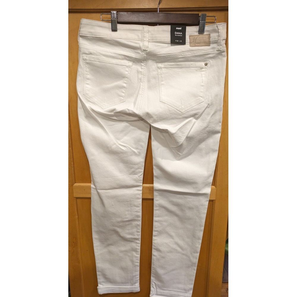 Mavi Jeans‎ Womens 28X32 Tag  Actual 32X34 Emma Slim Boyfriend DIstress White - Picture 2 of 6